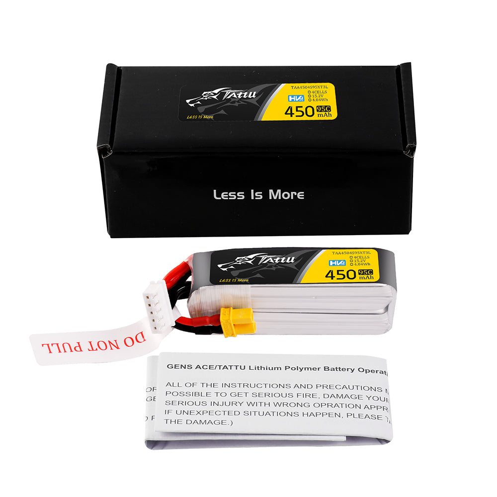 Tattu 450 mAh 4S 95C 15,2 V HV Lipo-Akku mit XT30-Stecker