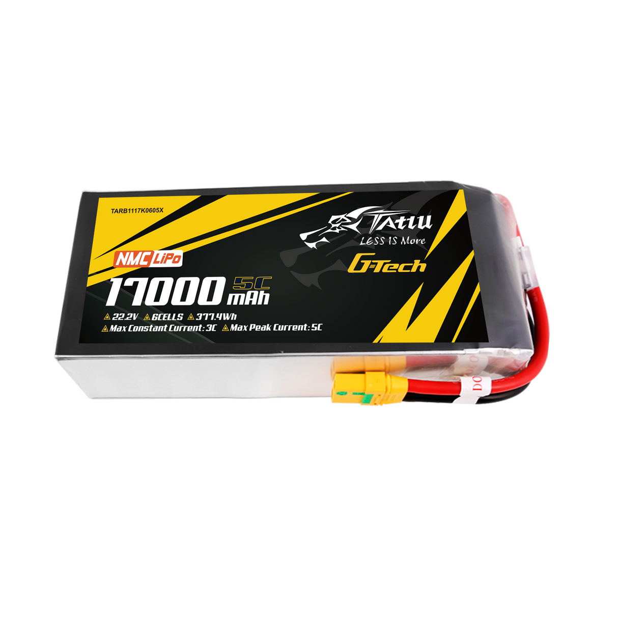 Tattu Semi-solid State 17000mAh 5C 22.2V 6S1P G-Tech Lipo Battery Pack with XT90S-F Plug