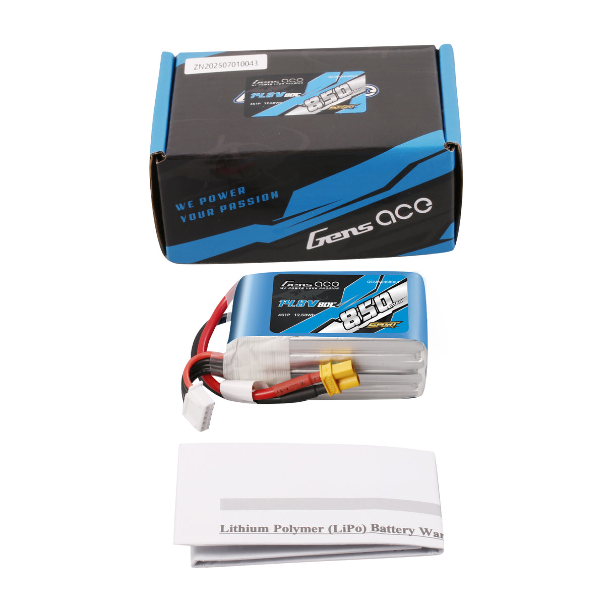 Gens ace 850mAh 4S 14.8V 80C Lipo Battery Pack with XT30 Plug ( F5J )