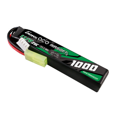 Gens ace 25C 1000mAh 3S1P 11.1V Airsoft Gun Lipo Battery with mini Tamiya Plug