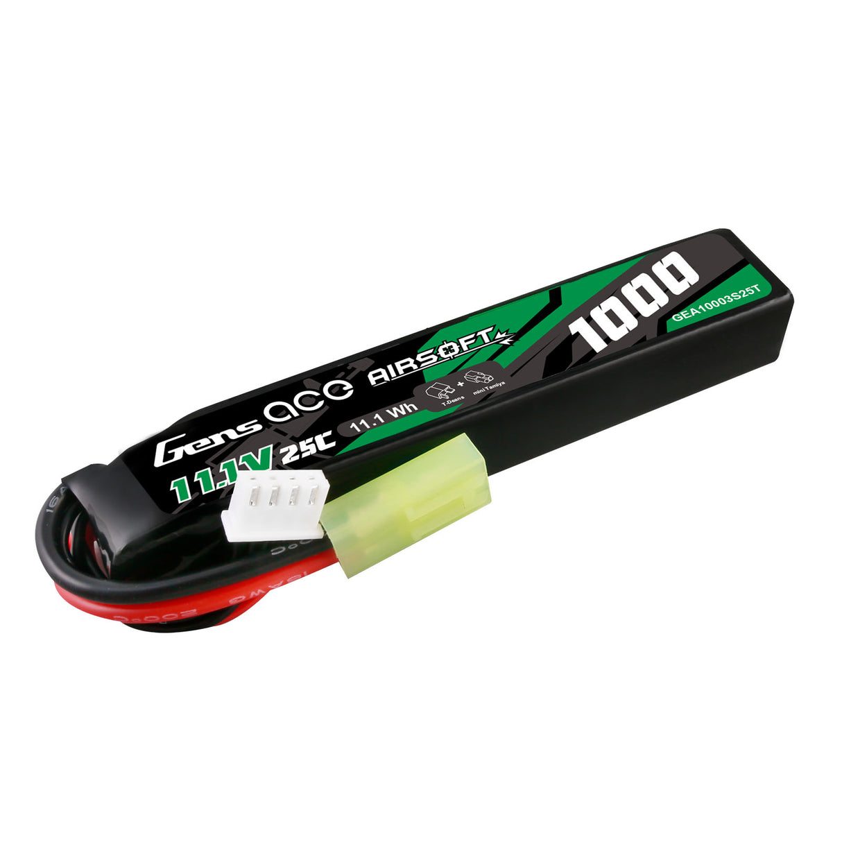 Gens ace 25C 1000mAh 3S1P 11.1V Airsoft Gun Lipo Battery with mini Tamiya Plug