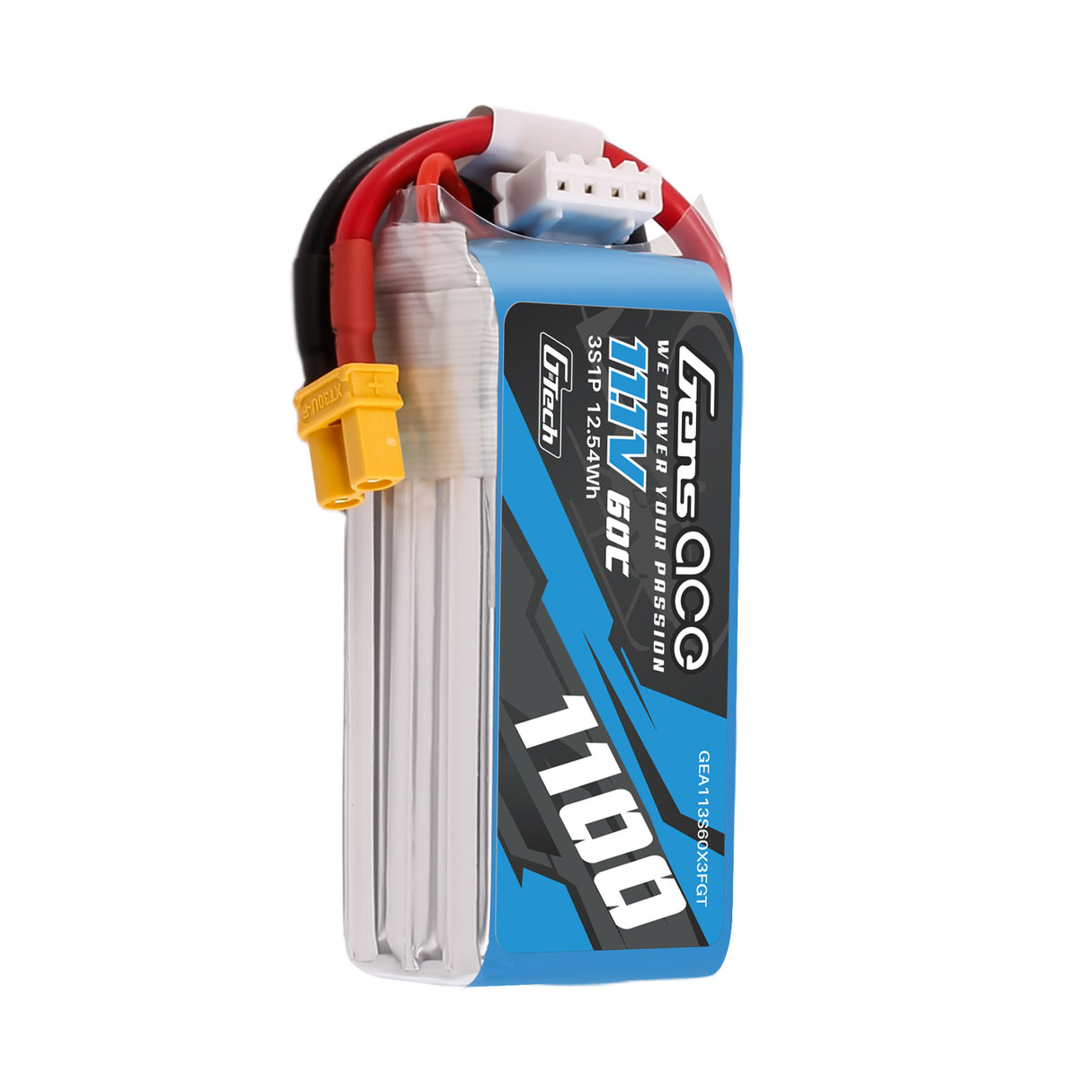 Gens ace 1100mAh 11.4V 60C 3S1P Lipo Battery Pack with XT30-plug