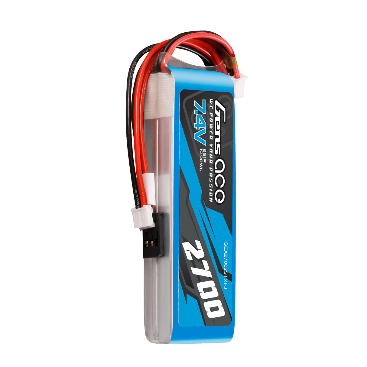 Gens ace 2700mAh 7.4V 2S Lipo Battery with Futaba+JST-EHR plug
