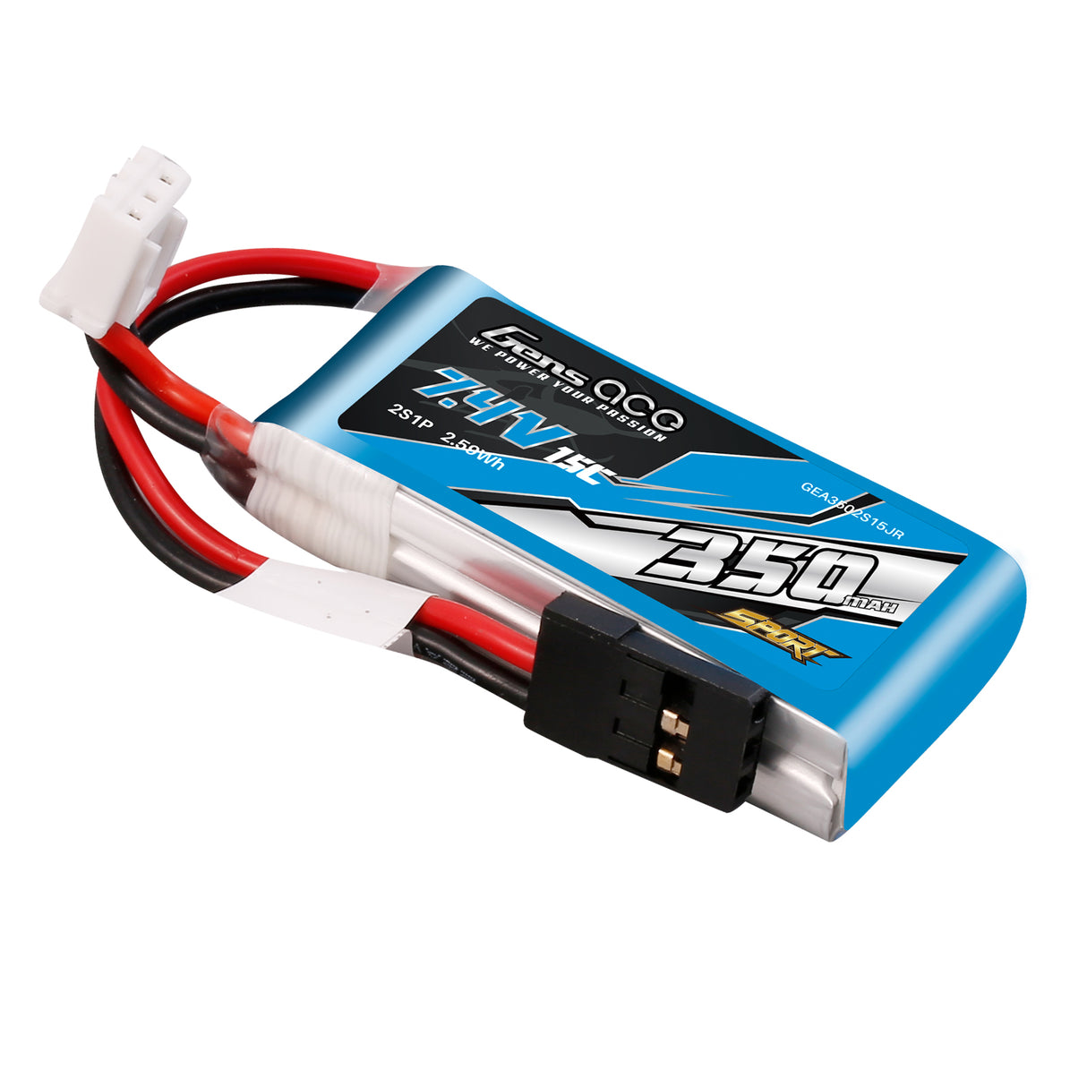 Gens ace 350mAh 7.4V 15C 2S1P Lipo Battery Pack ( F3K )