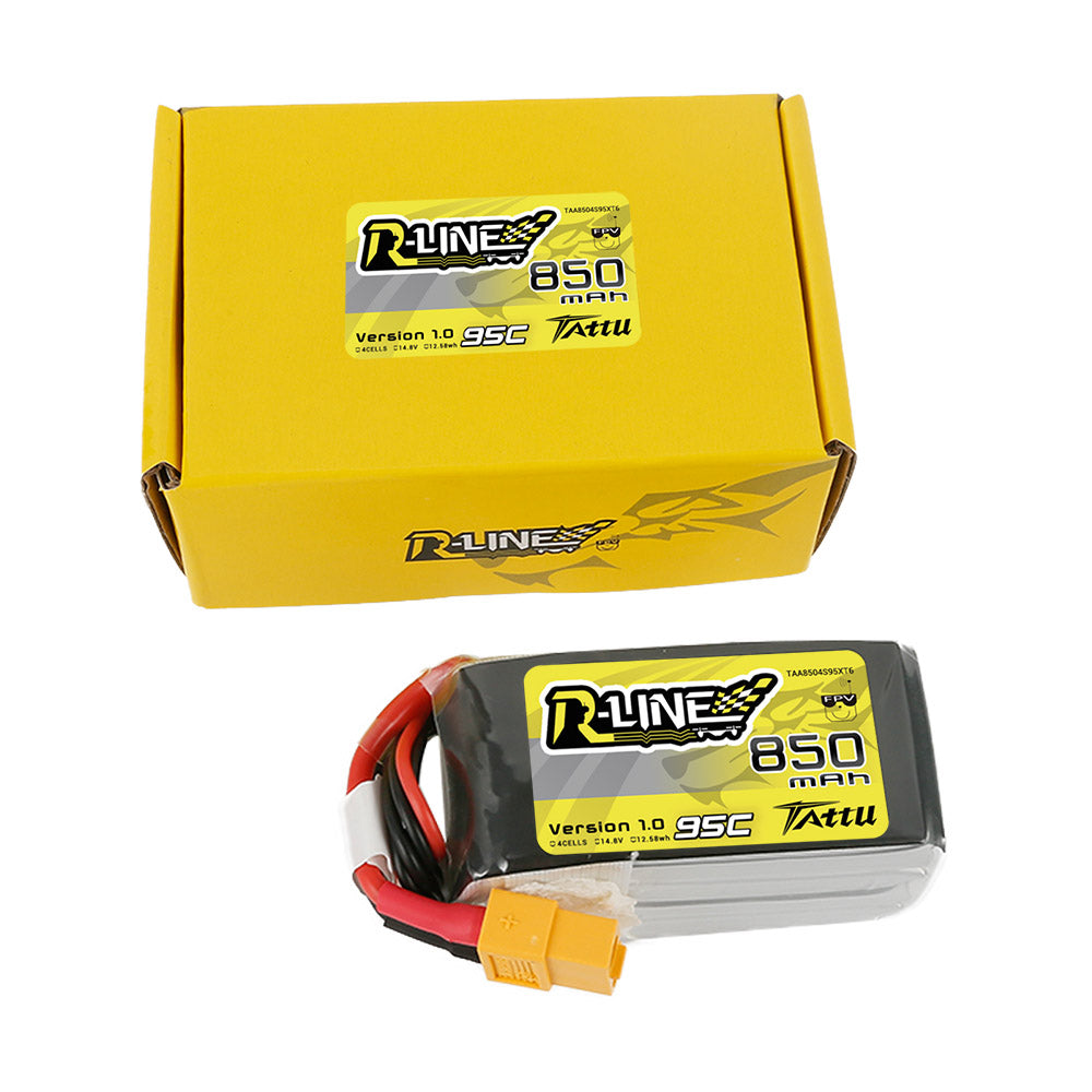 Tattu R-Line 850 mAh 4S1P 95C 14,8 V Lipo-Akkupack mit XT60-Stecker