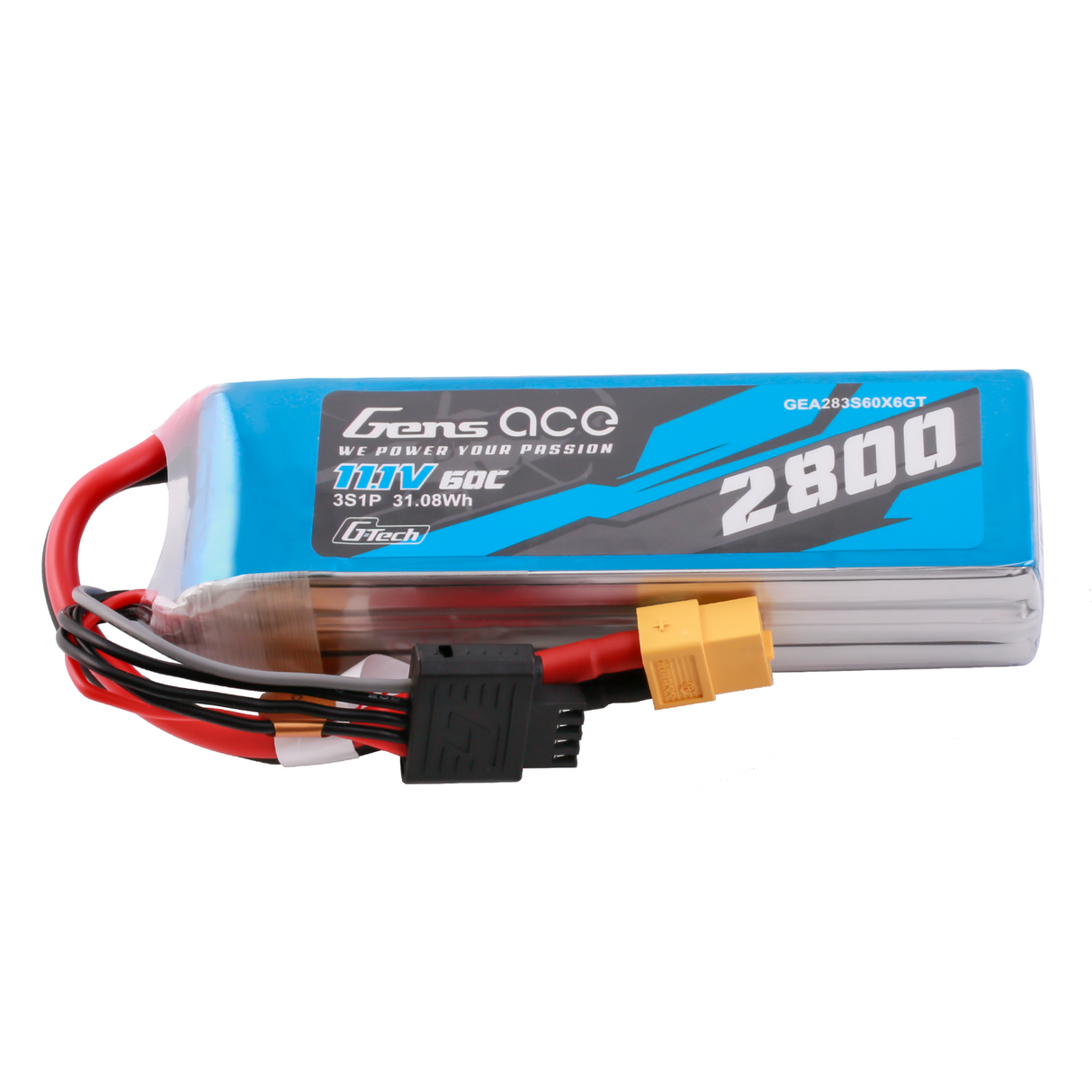 Gens ace G-Tech 2800mAh 11.1V 60C 3S1P LiPo Battery Pack with XT60 Plug
