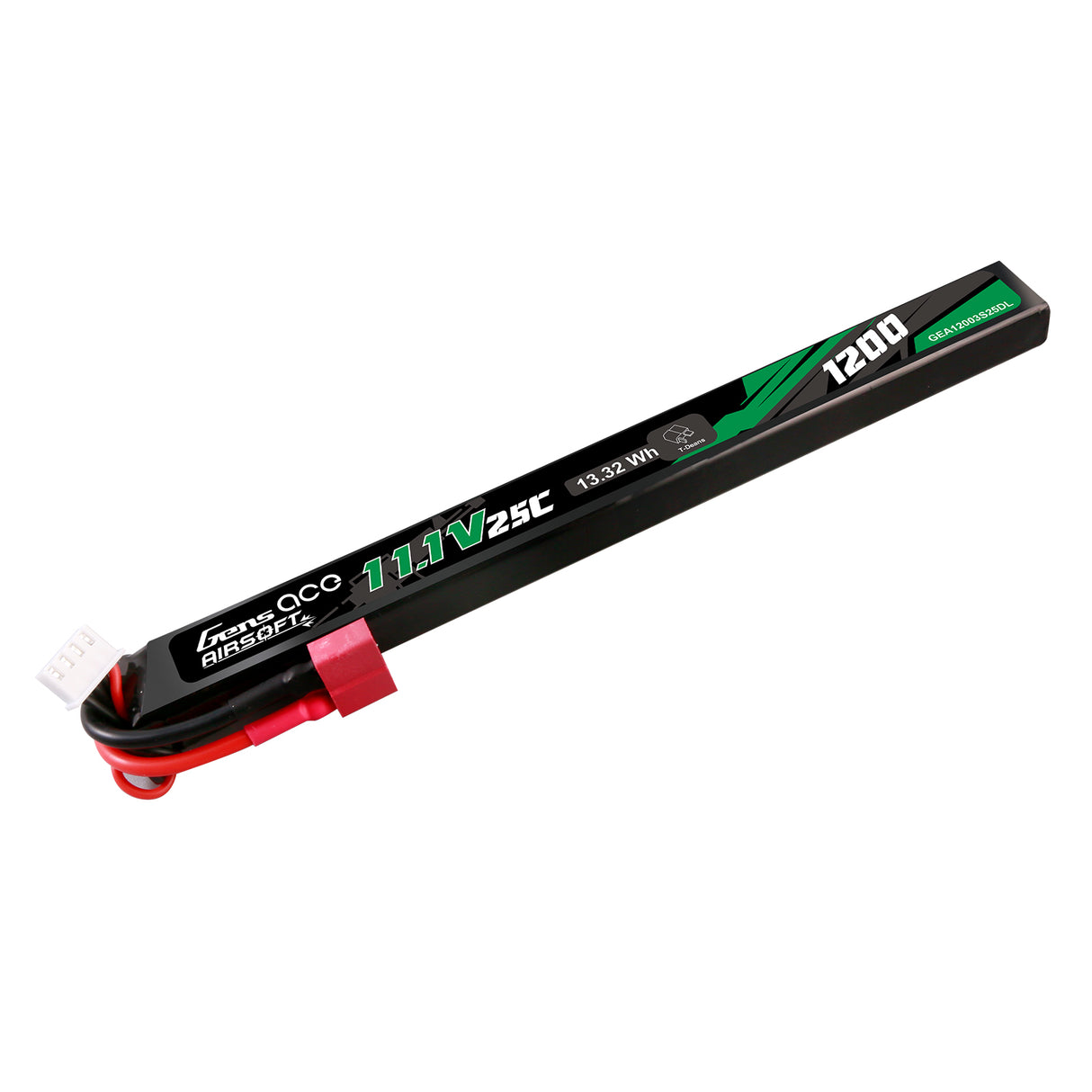 Gens Ace 25C 1200mAh 3S1P 11.1V Airsoft Gun Lipo Battery with Deans(T) Plug Long size