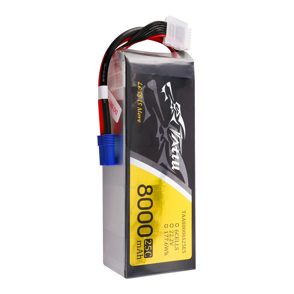 Tattu 8000mAh 22.2V 25C 6S1P Lipo Battery Pack with EC5