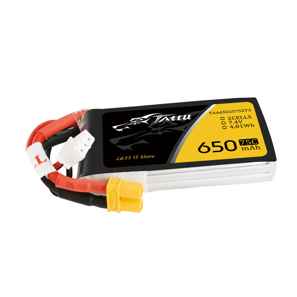 Tattu 650mAh 2S1P 75C 7,4V Lipo-Akkupack mit XT30-Stecker