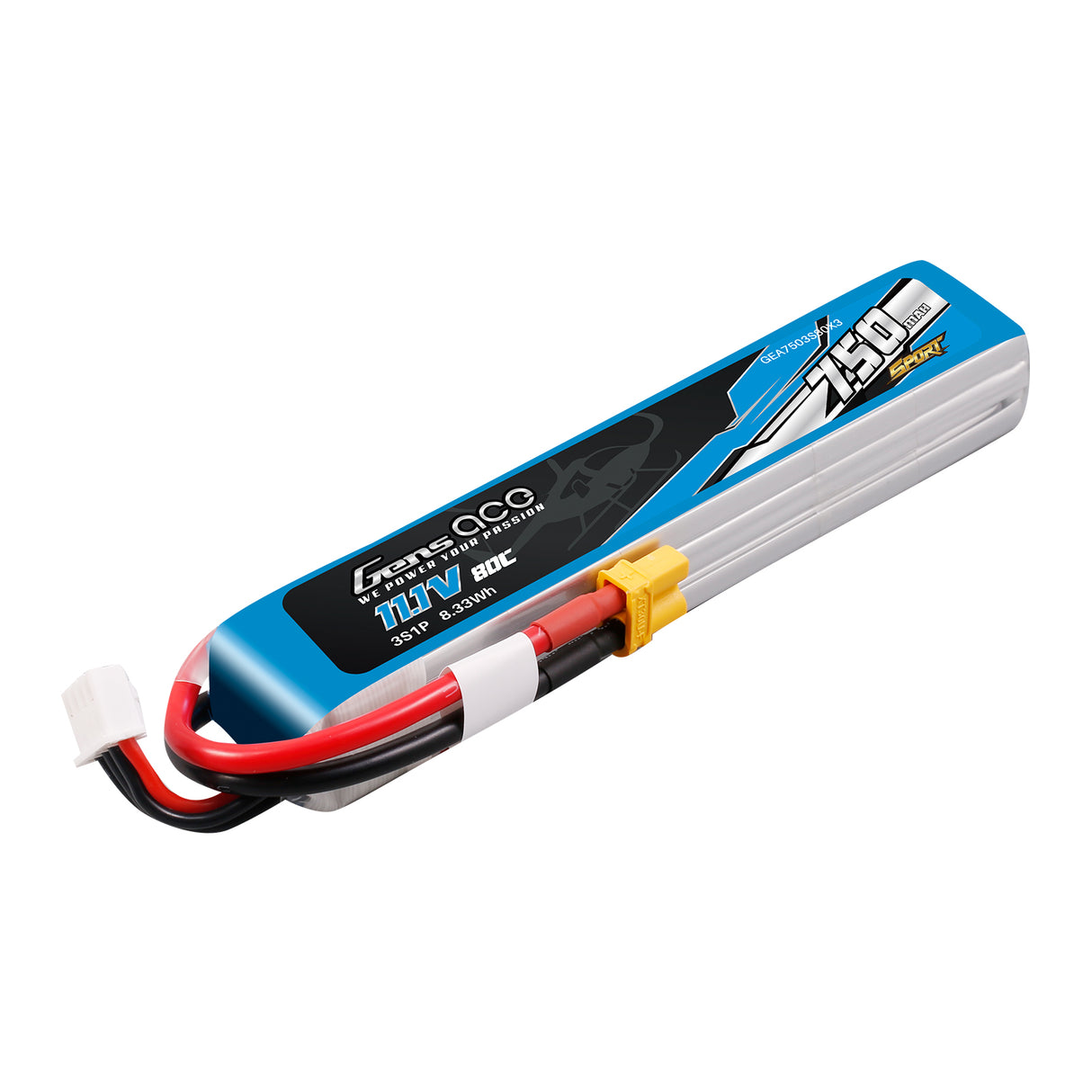 Gens ace 750mAh 3S 11.1V 80C Lipo Battery Pack with XT30 Plug ( F5J )