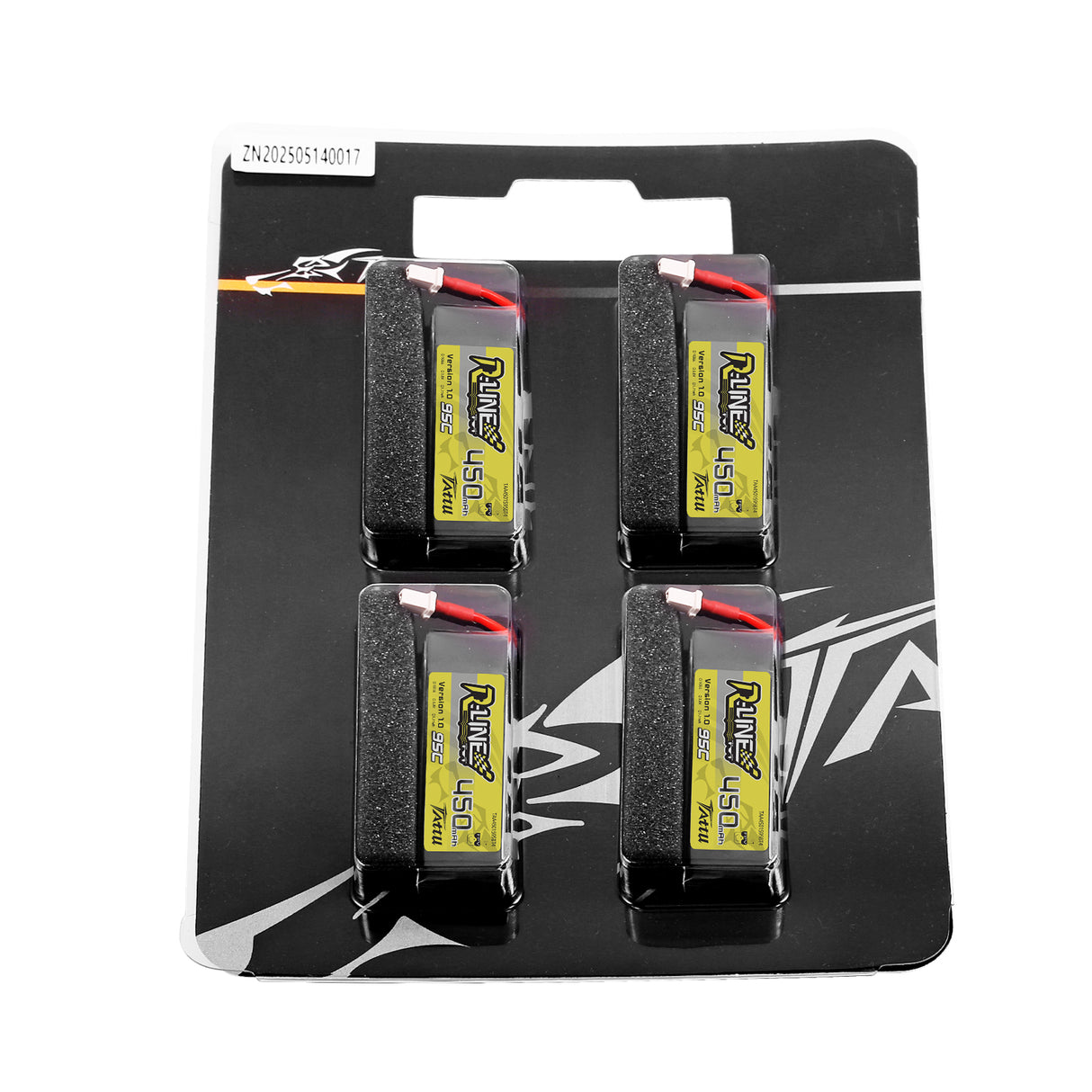Tattu R-Line 450mAh 3.8V 1S1P 95C Lipo Battery  with  BT2.0 Plug(4pcs)
