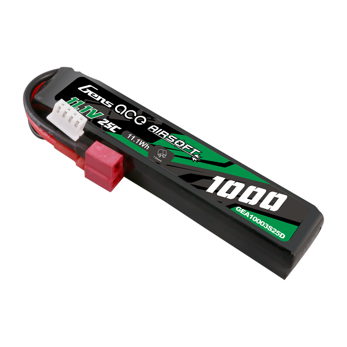 Gens ace 25C 1000mAh 3S1P 11.1V Airsoft Gun Lipo Battery with T Plug