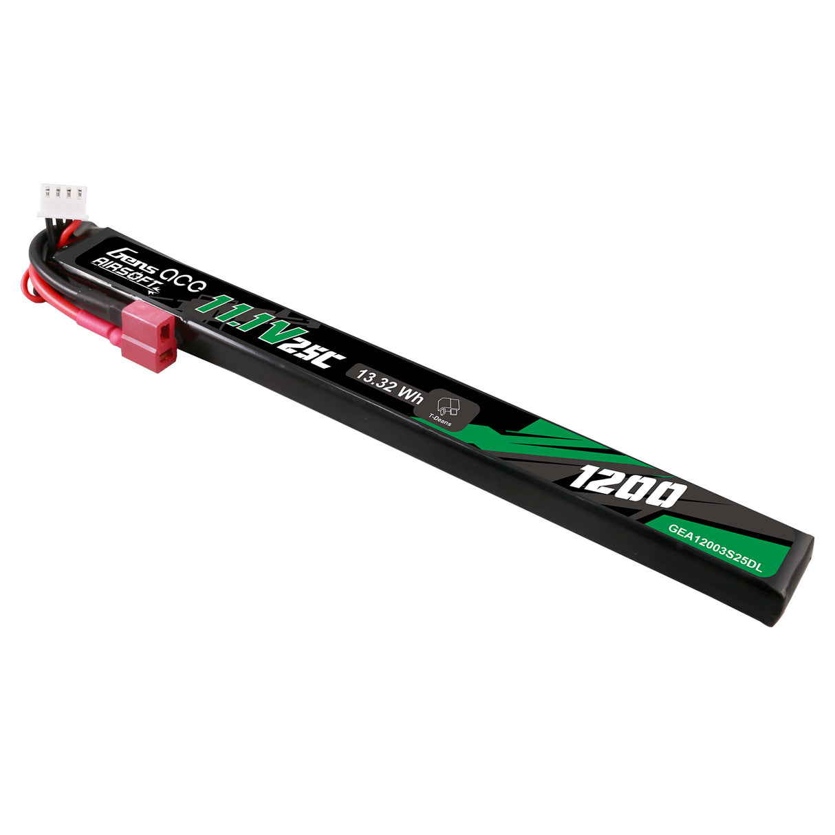 Gens Ace 25C 1200mAh 3S1P 11.1V Airsoft Gun Lipo Battery with Deans(T) Plug Long size