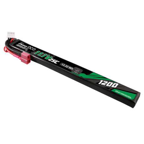 Gens Ace 25C 1200mAh 3S1P 11.1V Airsoft Gun Lipo Battery with Deans(T) Plug Long size