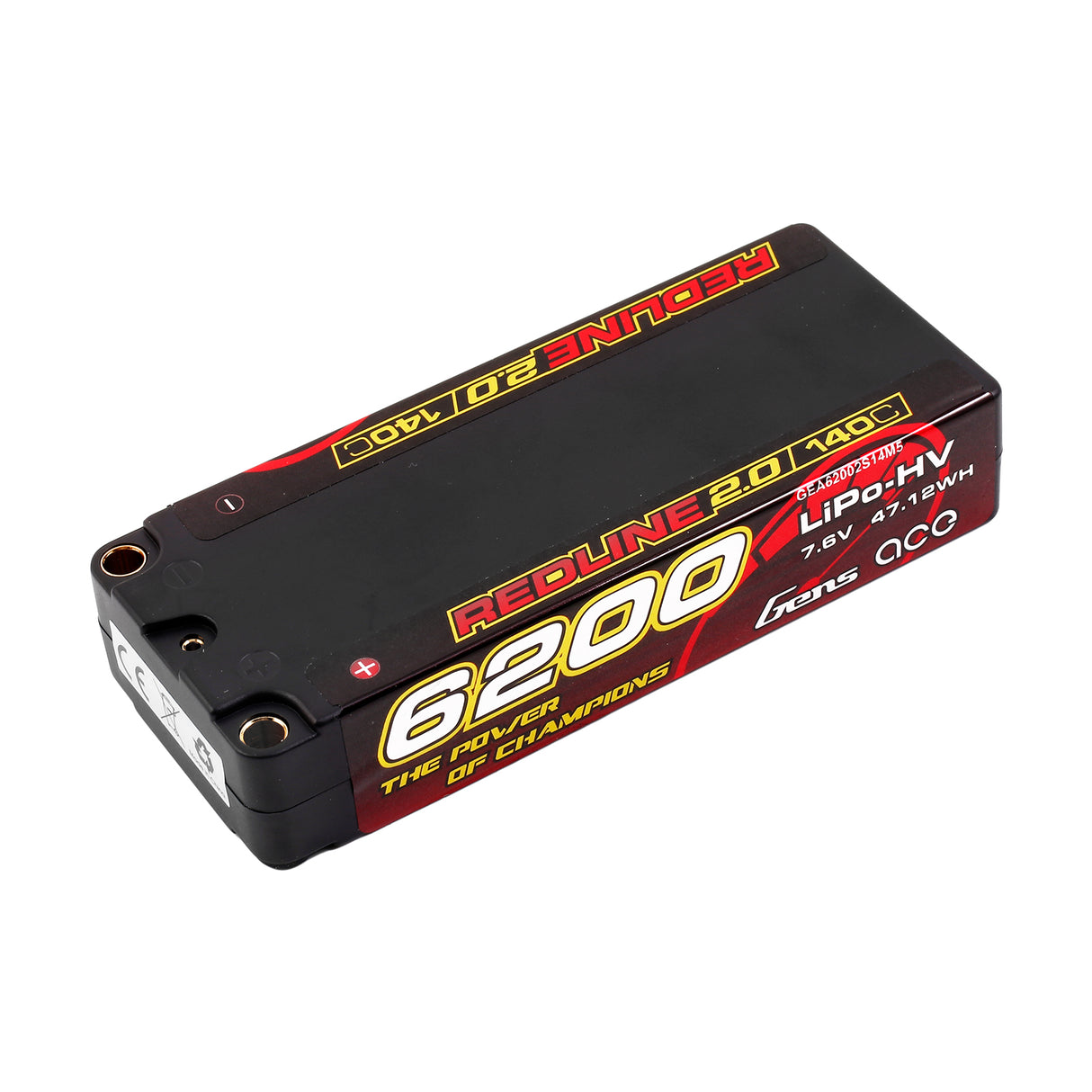 Gens ace Redline 2.0 Series 6200mAh 2S1P 7.6V 140C HardCase HV Lipo Battery Pack with Hardcase 132#