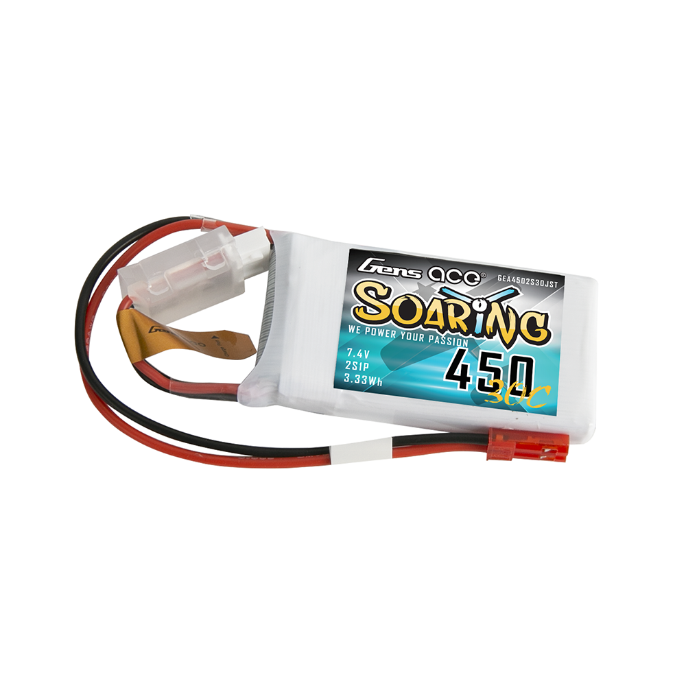 Gens ace Soaring 450 mAh 7,4 V 30C 2S1P Lipo-Akkupack mit JST-SYP-Stecker