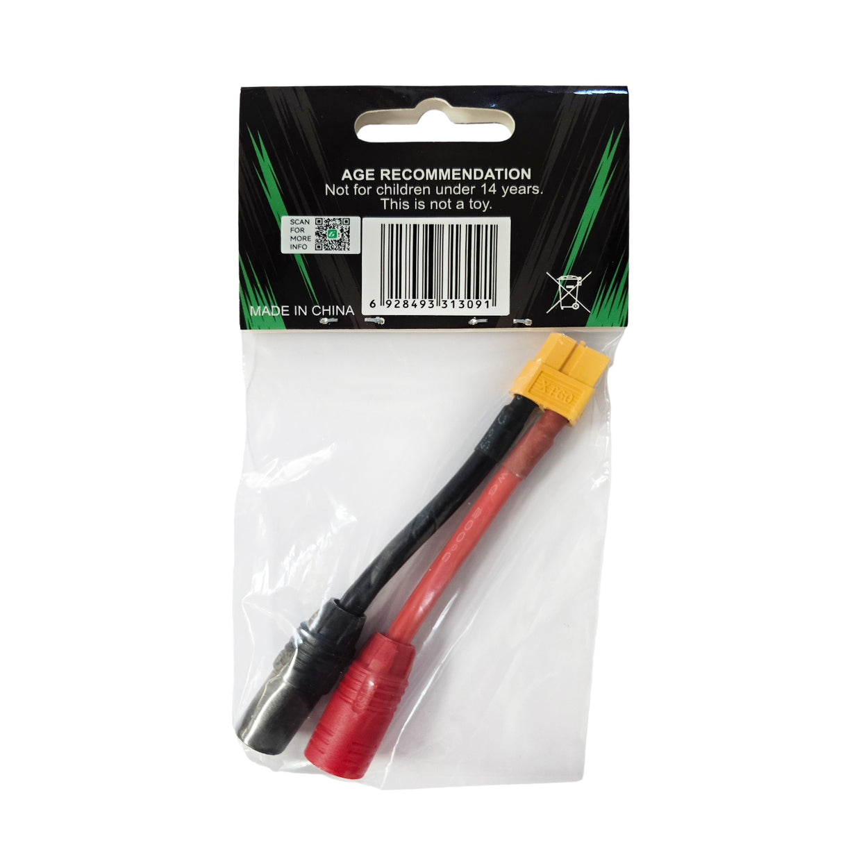 XT60 male to AS150 RED female Black male , AWG#12 60mm