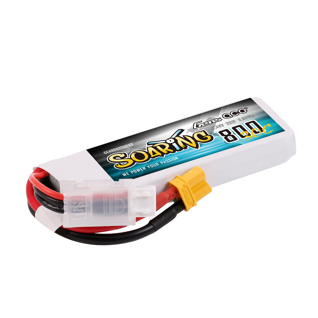 Gens ace 800mAh 2S 7.4V 30C Soaring Lipo Battery with XT30 Plug