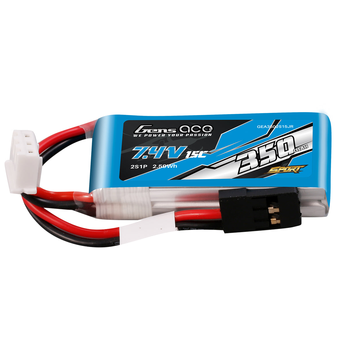 Gens ace 350mAh 7.4V 15C 2S1P Lipo Battery Pack ( F3K )