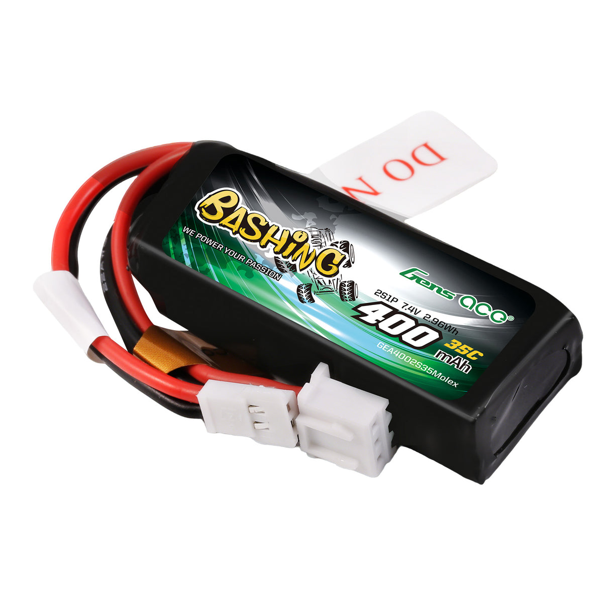 Gens ace 400mAh 7.4V 2S1P 35C Lipo Battery Pack with Molex Plug-Bashing Series