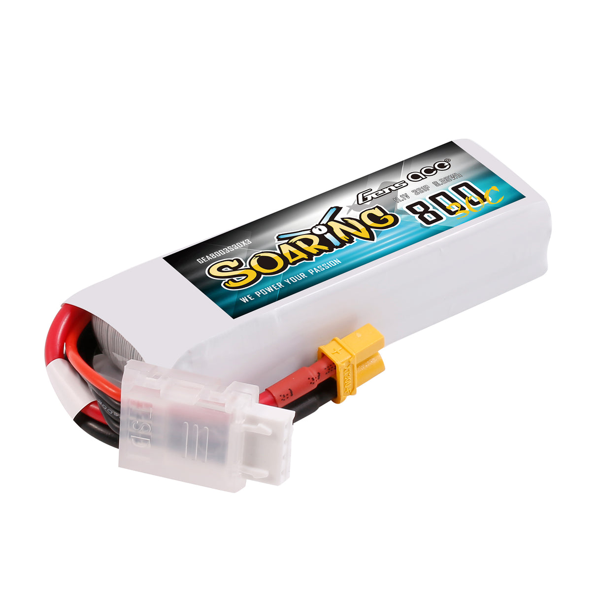 Gens ace 800mAh 3S 11.1V 30C Soaring Lipo Battery with XT30 Plug