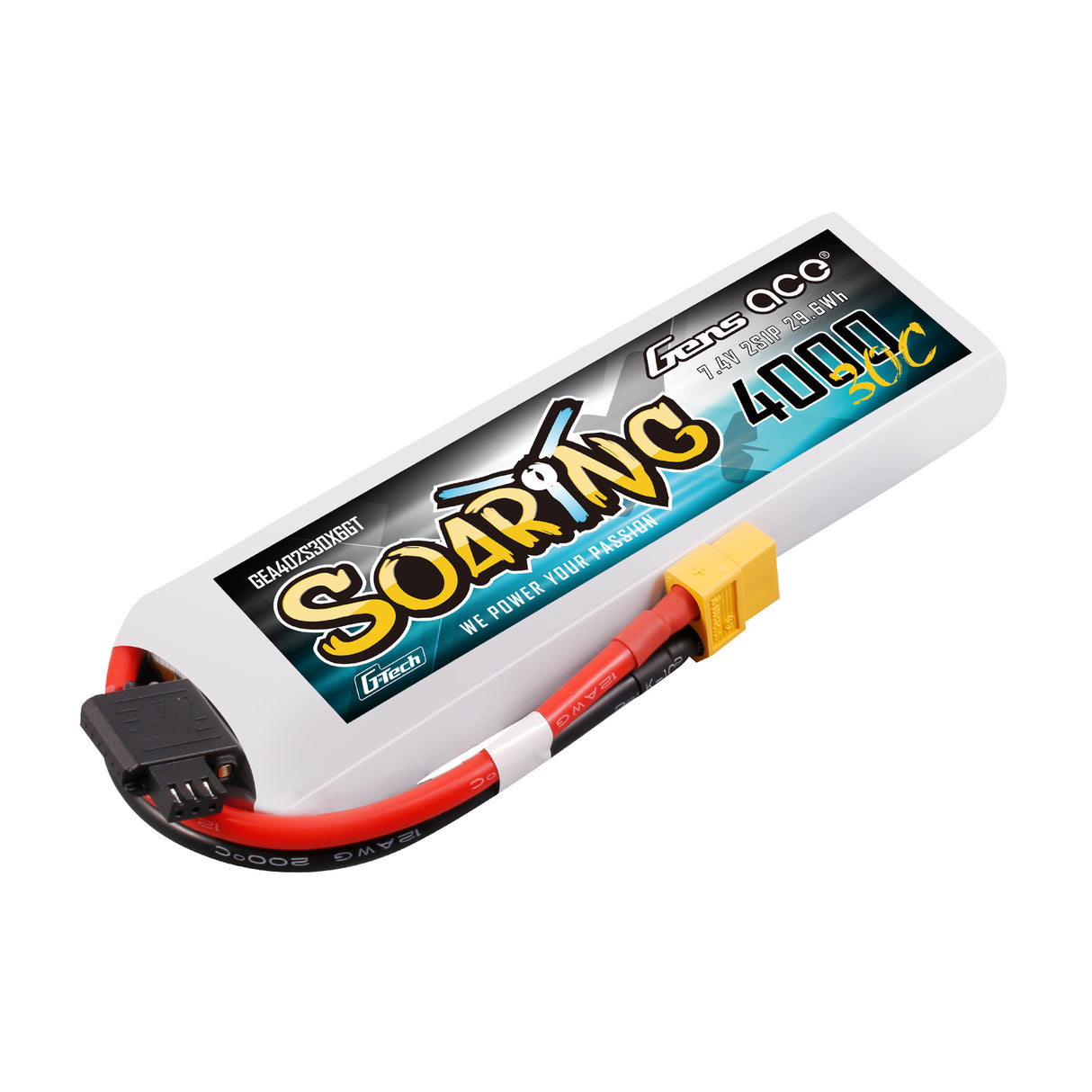 Gens ace 4000mAh 2S 30C Lipo Battery with XT60 | Soaring Series | G-Tech