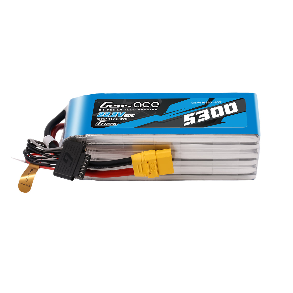 Gens Ace G-Tech 5300mAh 22.2V 60C 6S1P Battery Pack with XT90 plug