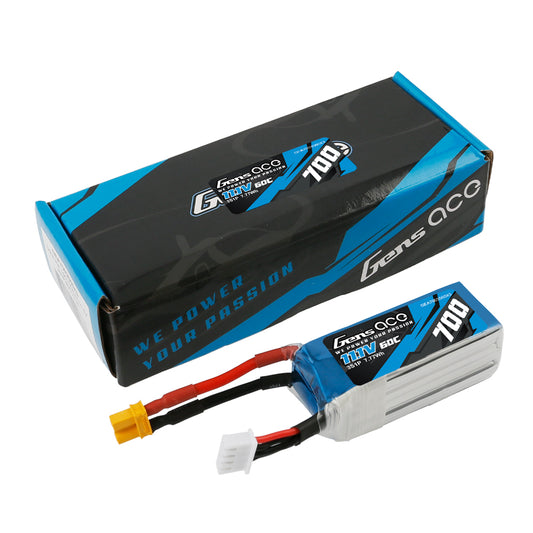 Gens ace – batterie Lipo 700mAh 11.1V 60C 3S1P avec XT30 pour OMPHOBBY M2 et LOGO200