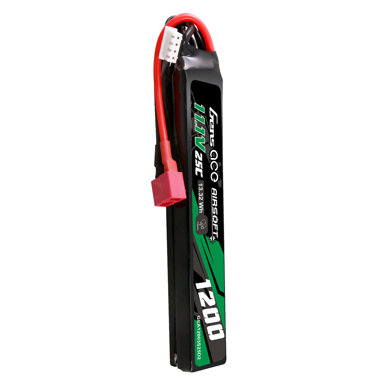 Gens Ace 25C 1200mAh 3S1P 11.1V Saddle Airsoft Gun Lipo Battery with T Plug