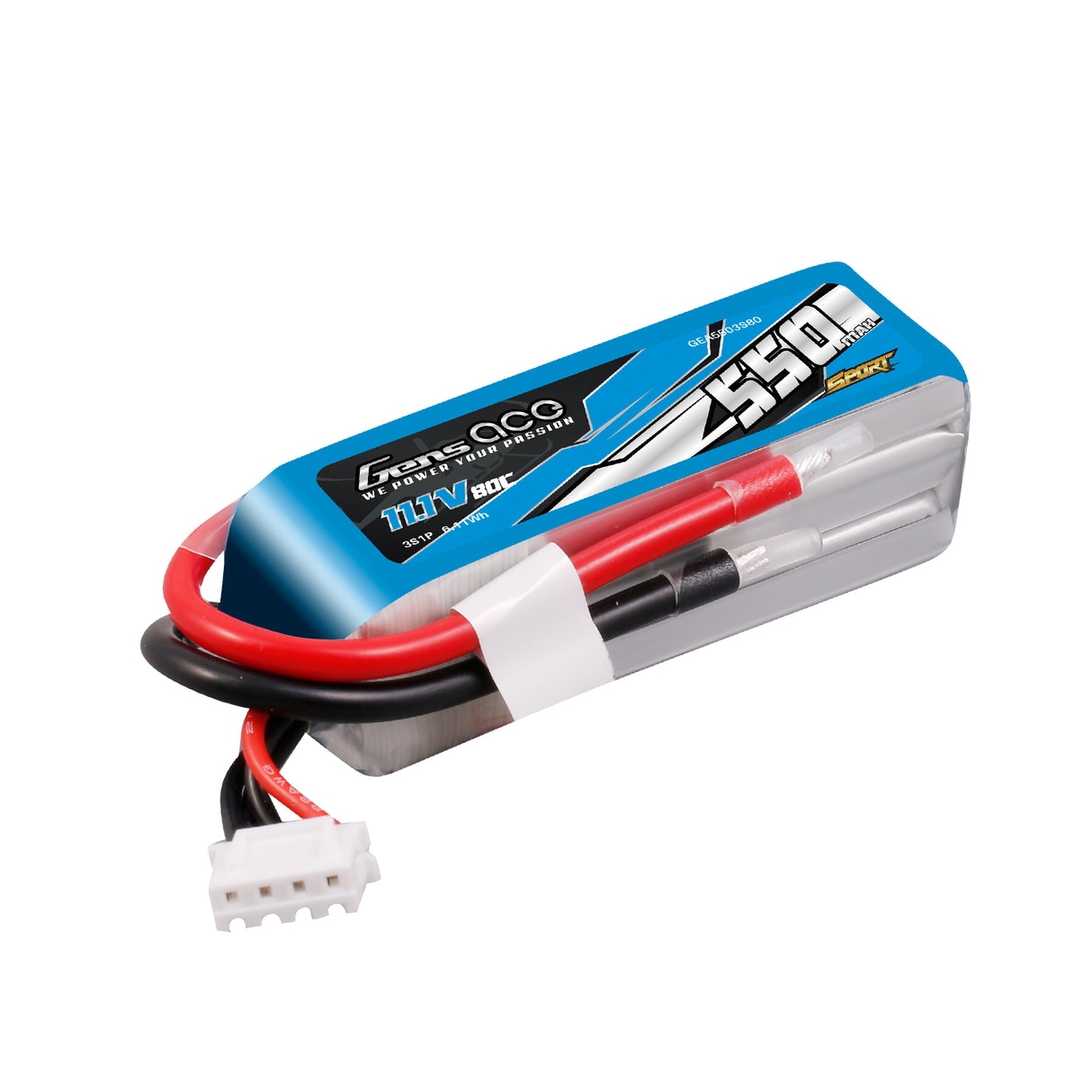 Gens ace 550mAh 11.1V 80C 3S1P Lipo Battery Pack ( F5J )