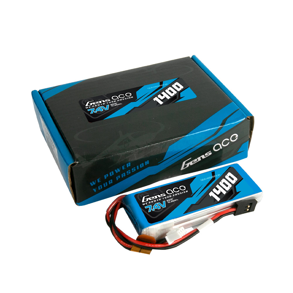 Gens ace 1400mAh 7,4V 2S1P Transmitter Lipo Akkupack mit JR-Stecker