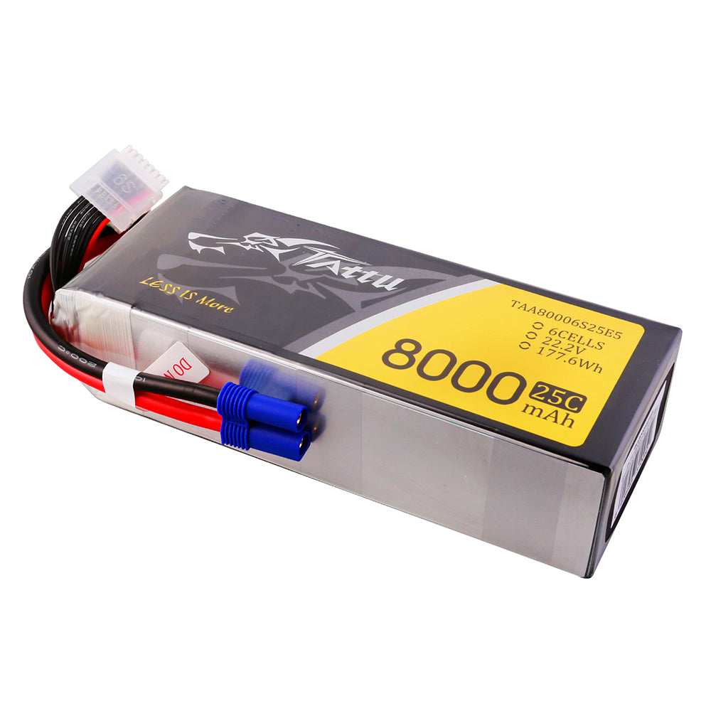 Tattu 8000mAh 22.2V 25C 6S1P Lipo Battery Pack with EC5