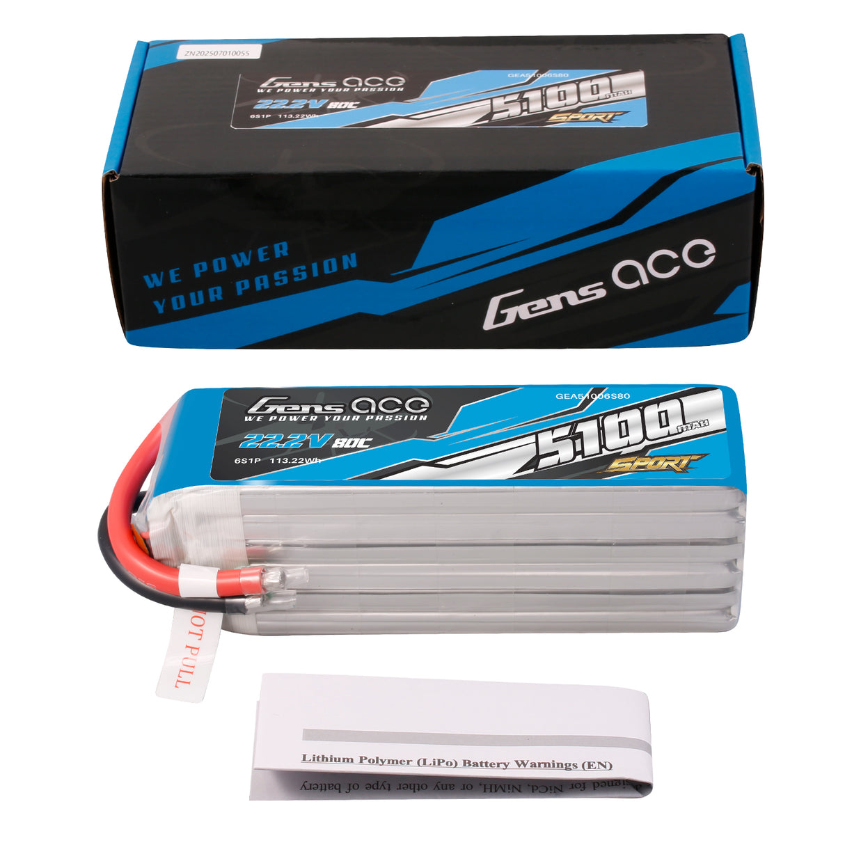 Gens ace 5100mAh 6S 80C LiPo battery ( F5B )