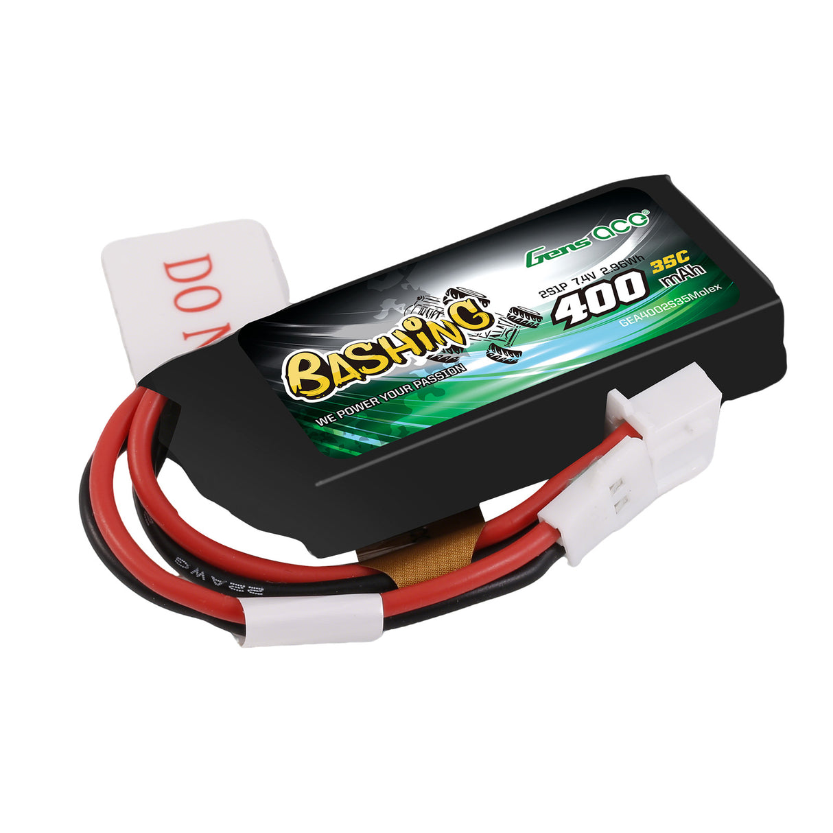 Gens ace 400mAh 7.4V 2S1P 35C Lipo Battery Pack with Molex Plug-Bashing Series