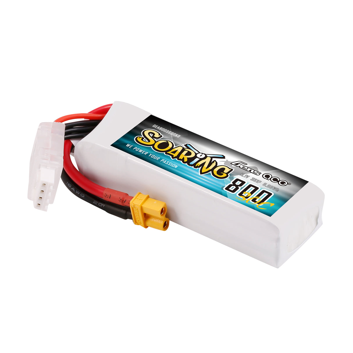 Gens ace 800mAh 3S 11.1V 30C Soaring Lipo Battery with XT30 Plug