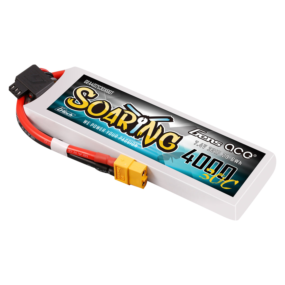 Gens ace 4000mAh 2S 30C Lipo Battery with XT60 | Soaring Series | G-Tech