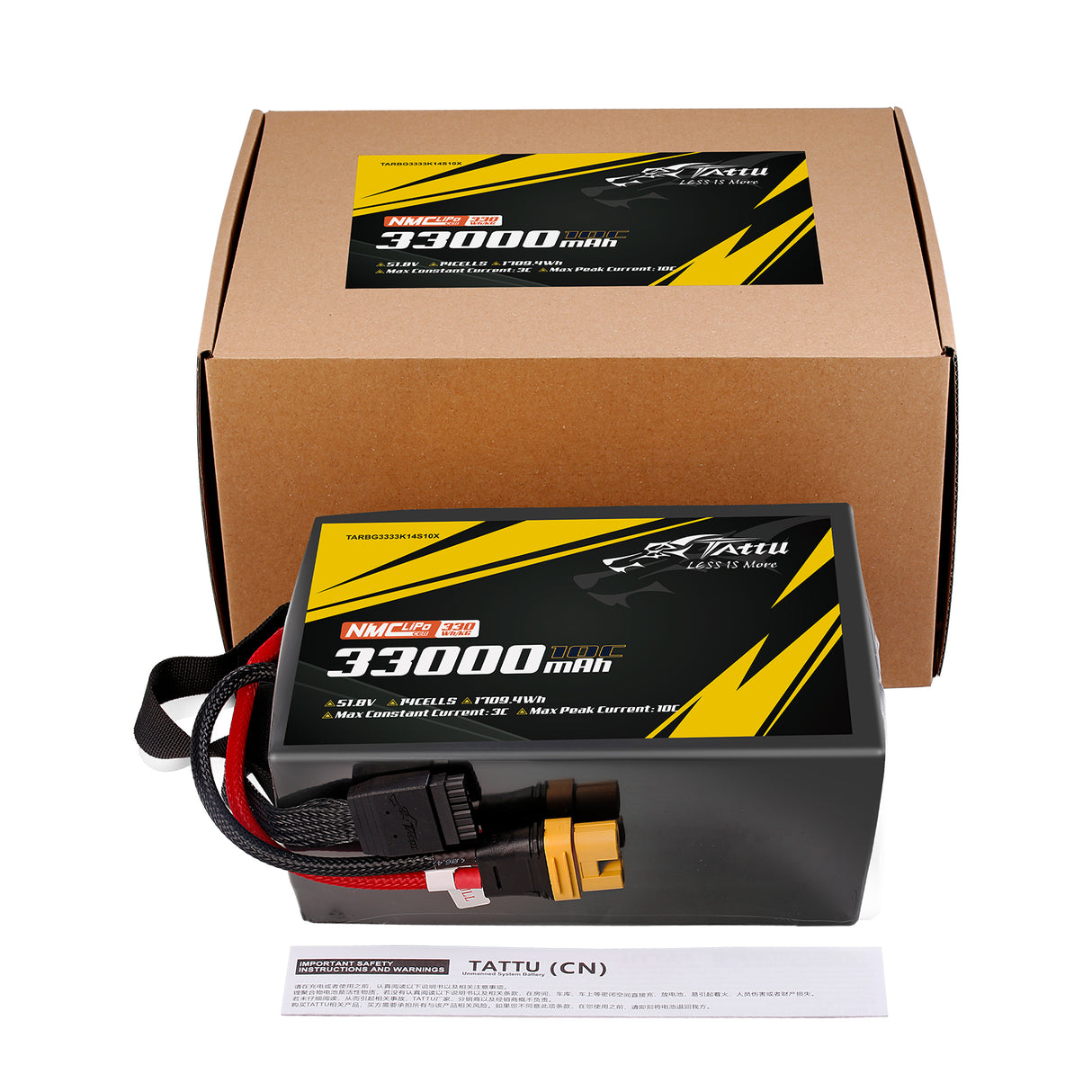 Tattu Semi-solid State 330Wh/kg 33000mAh 10C 51.8V 14S1P Lipo Battery Pack with AS150U-F plug