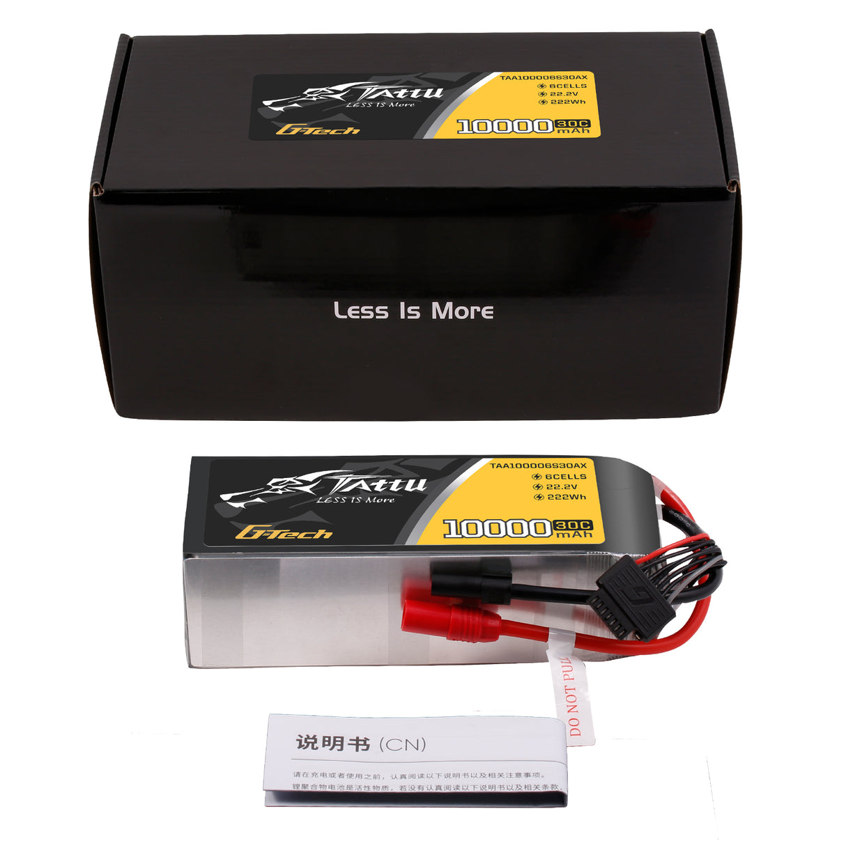 Tattu 10000mah 22.2V 30C 6S1P Lipo Battery Pack with AS150+XT150 Plug