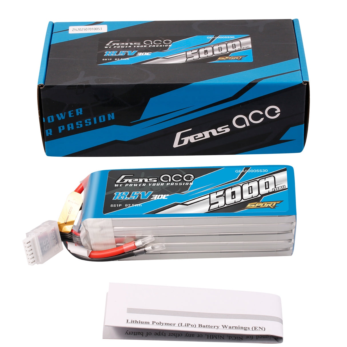 Gens ace 5000mAh 5S 18.5V 30C Lipo Battery ( F3A )