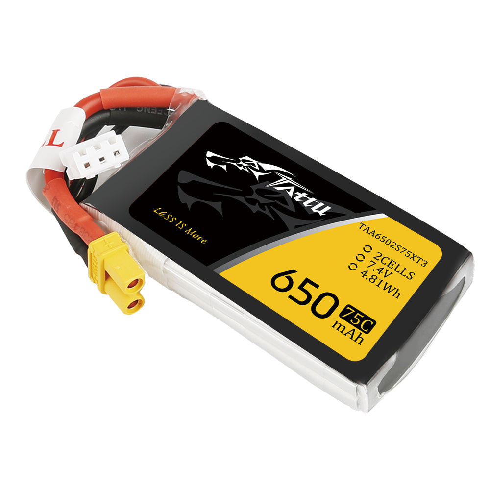 Tattu 650mAh 2S1P 75C 7,4V Lipo-Akkupack mit XT30-Stecker