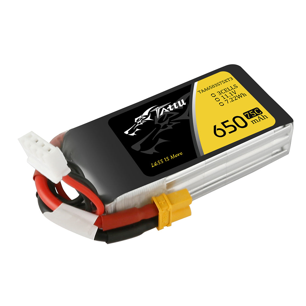 Tattu 650mAh 3S1P 75C 11,1V Lipo-Akkupack mit XT30-Stecker