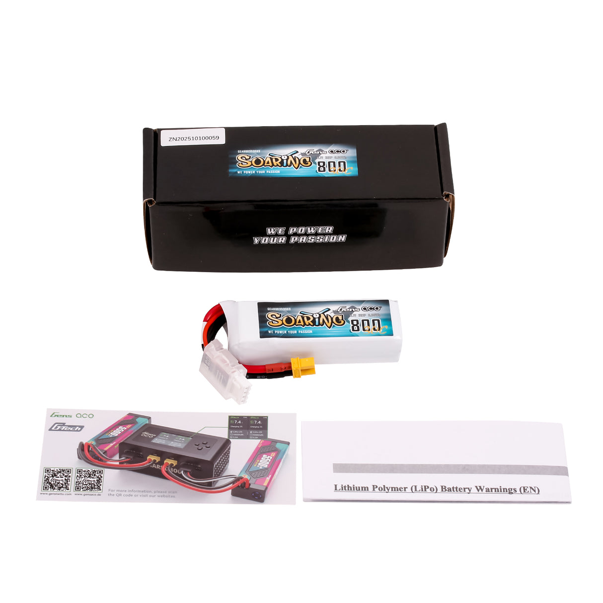 Gens ace 800mAh 3S 11.1V 30C Soaring Lipo Battery with XT30 Plug