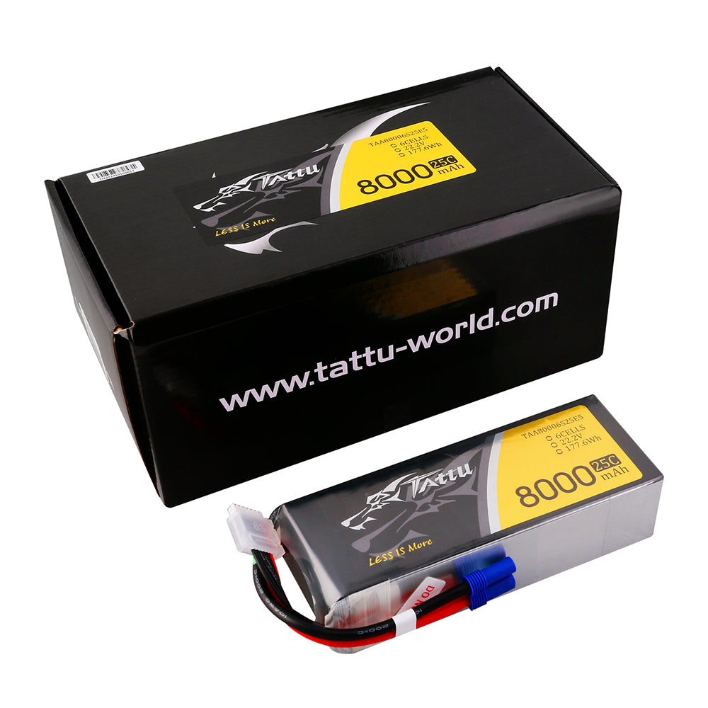 Tattu 8000mAh 22.2V 25C 6S1P Lipo Battery Pack with EC5