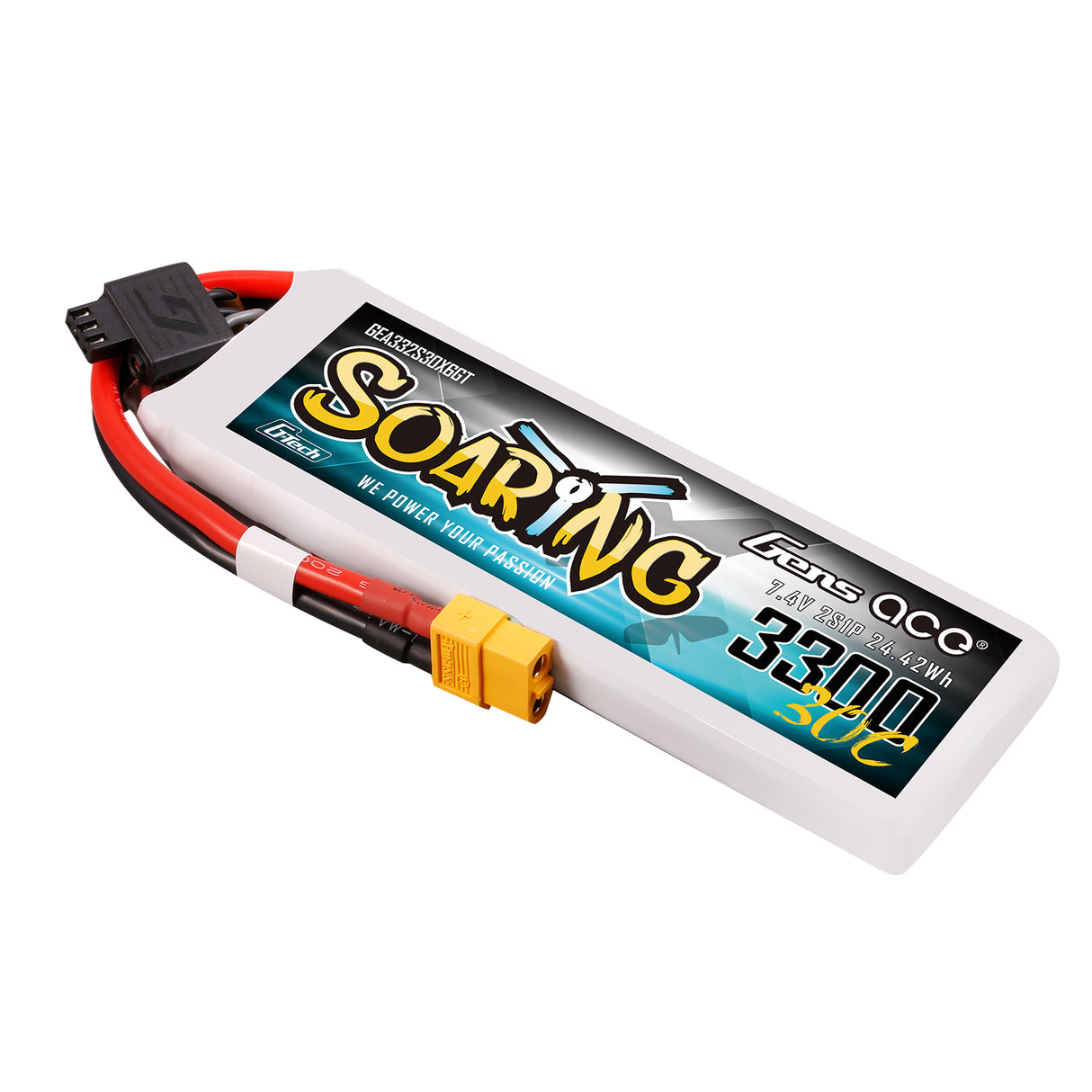 Gens ace Soaring 3300mAh 2S 30C 7.4V G-Tech Lipo Battery with XT60 plug
