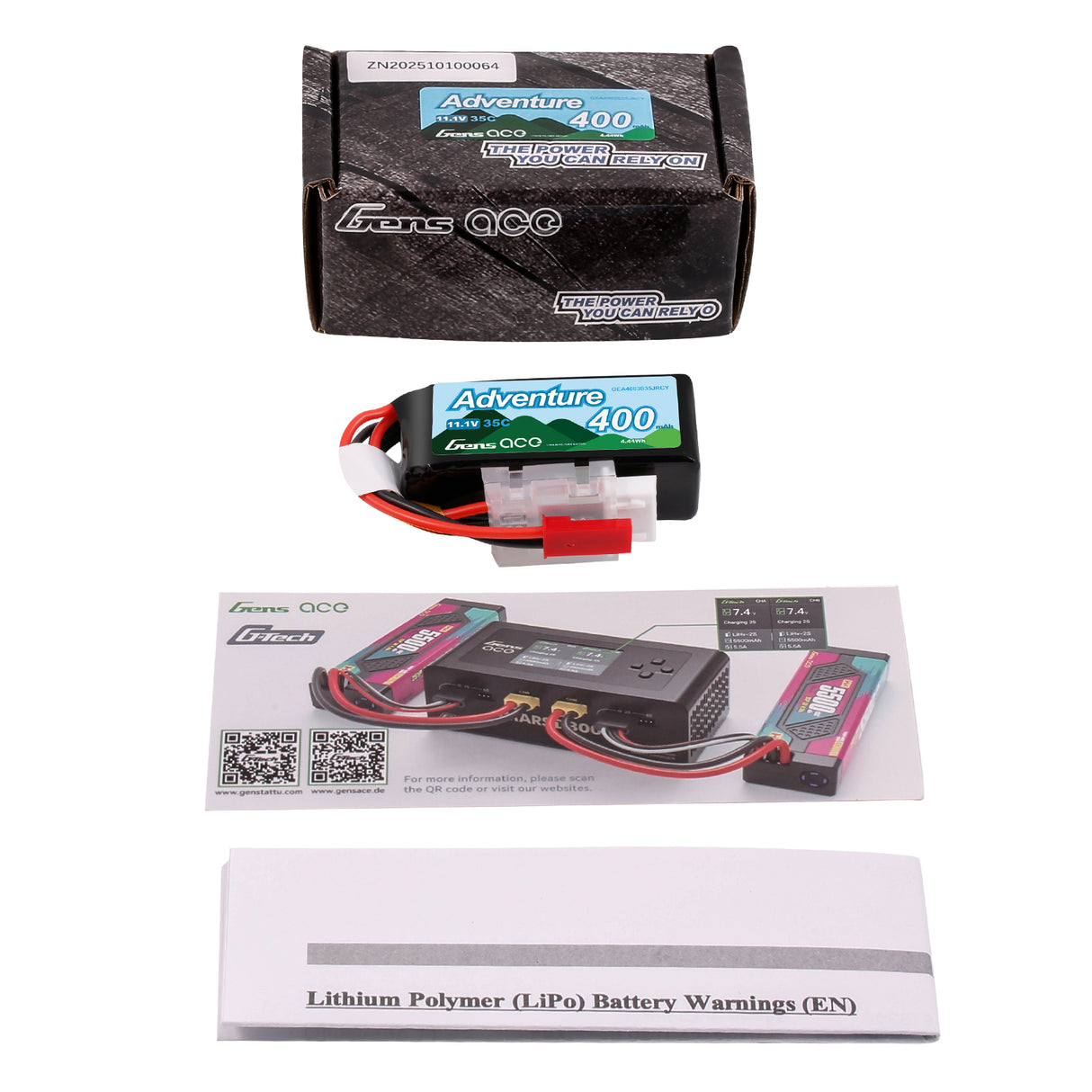 Gens ace 400mAh 3S 35C Lipo Battery with JST-RCY | Adventure | G-Tech