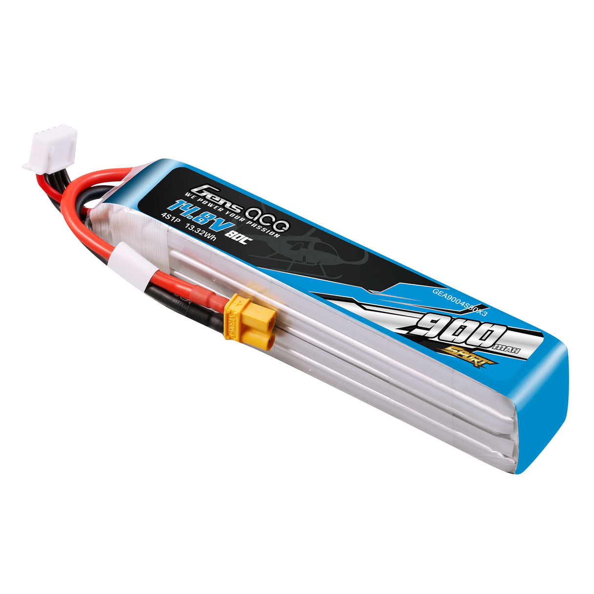 Gens ace 900mAh 14.8V 80C 4S1P Lipo Battery Pack with XT30 Plug ( F5J )