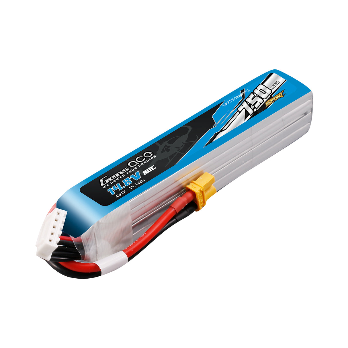 Gens ace 750mAh 4S 14.8V 80C Lipo Battery Pack with XT30 Plug ( F5J )