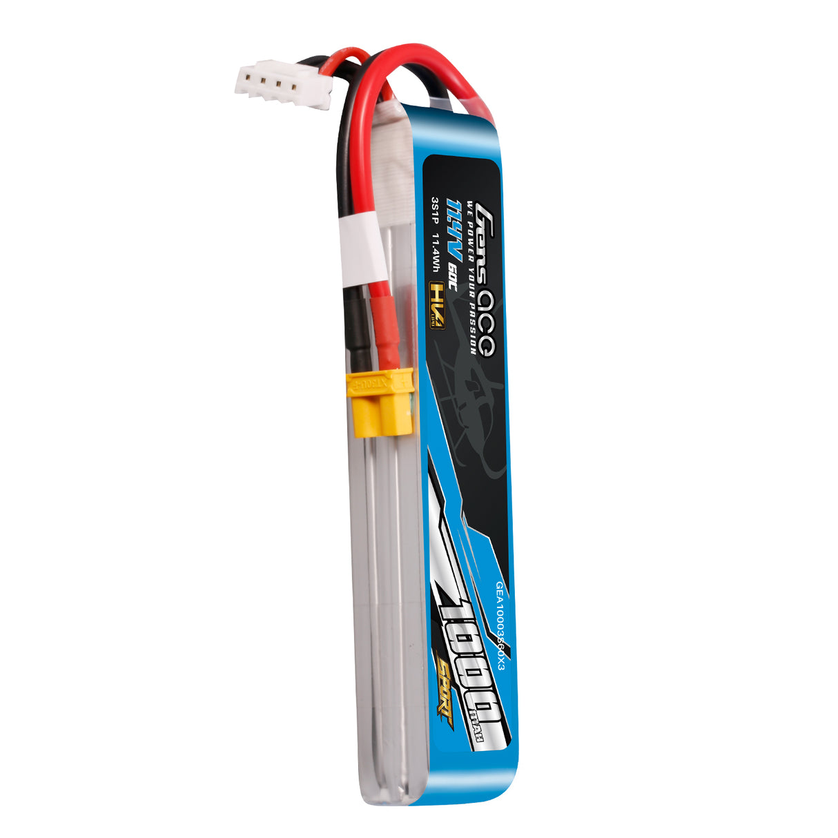 Gens ace 1000mAh 3S 11.4V 60C Lipo Battery with XT30-plug ( F5J )
