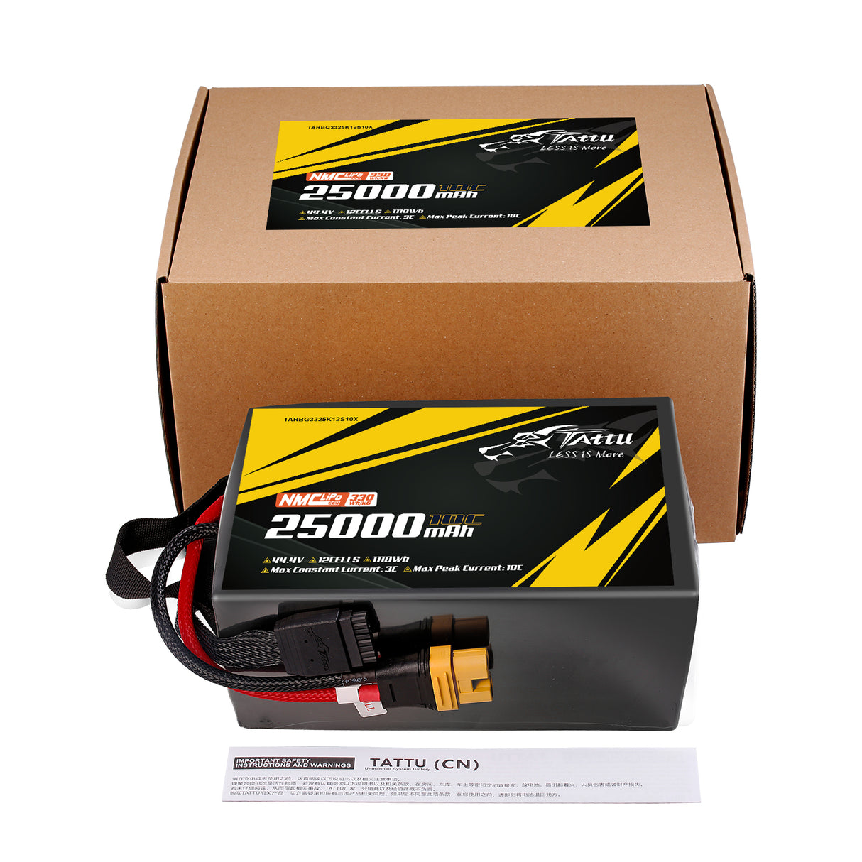 Tattu Semi-solid State 330Wh/kg 25000mAh 10C 44.4V 12S1P Lipo Battery Pack with AS150U-F plug