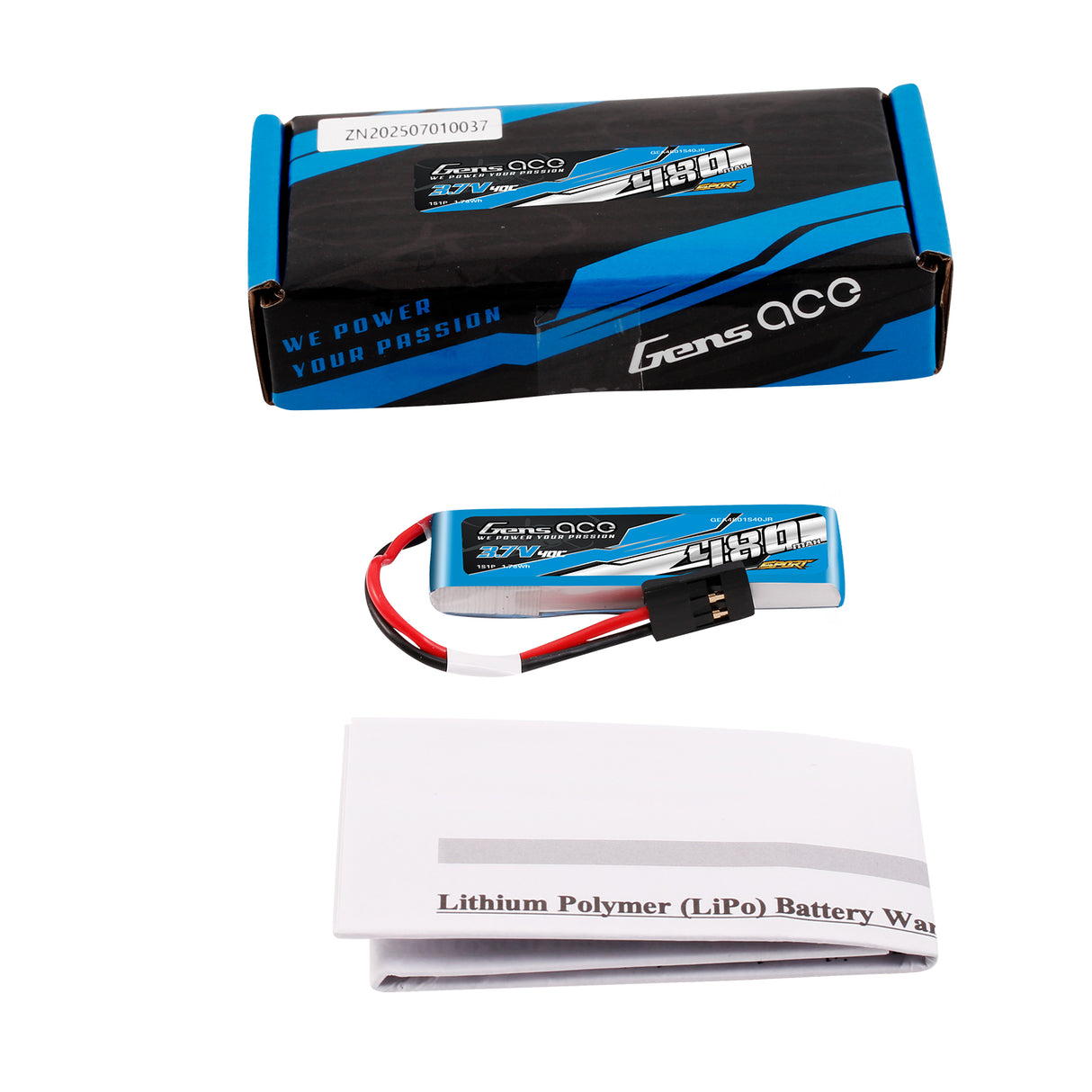 Gens ace 480mAh 1S 3.7V 40C Lipo Battery ( F3K )